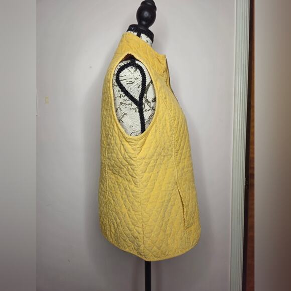 Christopher and Banks Yellow Quilted Corduroy Vest 2-Way Zipper with Pockets Med - Picture 6 of 10
